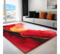 Non-Slip Rug with Durable Edge Binding, 160 x 230 cm, Super-Soft Red Living Room Rug, Washable Low-Pile Carpet for the Bedroom with an Abstract Delicate Texture Pattern