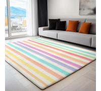 Non-Slip Rug with Durable Edge Binding, 180 x 240 cm, Super-Soft Multicolor Living Room Rug, Washable Low-Pile Carpet for the Bedroom with an Dreamy Lovely Striped Pattern