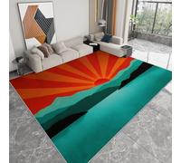 Non-Slip Rug with Durable Edge Binding 180 x 240 cm, Super-Soft Red Green Low-Pile Carpet with an Retro Minimalist Lines Pattern - Washable for the Living Room or Bedroom