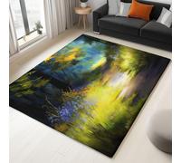 Non-Slip Rug with Durable Edge Binding 60 x 120 cm Super-Soft Green Living Room Rug, Washable Low-Pile Carpet for the Bedroom with an Fantasy Forest Artistic Pattern