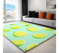 Non-Slip Rug with Durable Edge Binding, 60 x 120 cm, Super-Soft Light Green Living Room Rug, Washable Low-Pile Carpet for the Bedroom with an Minimalism Fruit Lime Pattern