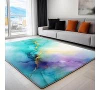 Non-Slip Rug with Durable Edge Binding, 60 x 120 cm, Super-Soft Mint Green Living Room Rug, Washable Low-Pile Carpet for the Bedroom with an Abstract Contemporary Marble Pattern