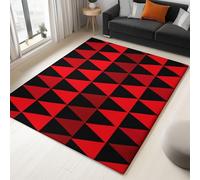 Non-Slip Rug with Durable Edge Binding, 60 x 120 cm, Super-Soft Red Living Room Rug, Washable Low-Pile Carpet for the Bedroom with an Simple Geometry Triangle Pattern