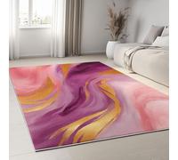 Non-Slip Rug with Durable Edge Binding 60 x 120 cm, Super-Soft Rose Gold Low-Pile Carpet with an Exquisite Marble Spirals Pattern - Washable for the Living Room or Bedroom