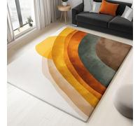 Non-Slip Rug with Durable Edge Binding 60 x 120 cm, Super-Soft Tan Low-Pile Carpet with an Bohemian Elegant Lines Pattern - Washable for the Living Room or Bedroom