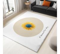 Non-Slip Rug with Durable Edge Binding, 80 x 150 cm, Super-Soft Cream Living Room Rug, Washable Low-Pile Carpet for the Bedroom with an Minimalism Floral Modern Pattern