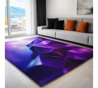 Non-Slip Rug with Durable Edge Binding, 80 x 150 cm, Super-Soft Purple Living Room Rug, Washable Low-Pile Carpet for the Bedroom with an Geometric Modern Polygonal Pattern