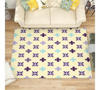 Non Slip Rugs for Living Room Bedroom 80x150 cm, Washable Stain Resistant Low Pile Abstract Geometric Print Small Carpet, Soft Fade Resistant Light Yellow Area Rugs Home Office Decor