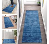Non-Slip Runner Rug 80x140 cm - Modern Blue Corridor Mat for Kitchen, Bedroom, Dining Room - Durable Polyester Hallway Carpet, Customizable by the Metre