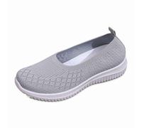 Non Slip Shoes Women's Slip On Comfy Walking Shoes, Lightweight Breathe Mesh Orthotic Cushion Softsole Nursing Sneakers Grey