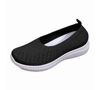 Non Slip Shoes Women's Slip On Comfy Walking Shoes, Lightweight Breathe Mesh Orthotic Cushion Softsole Nursing Sneakers Black