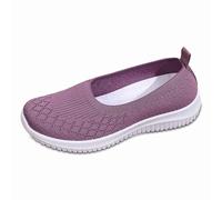 Non Slip Shoes Women's Slip On Comfy Walking Shoes, Lightweight Breathe Mesh Orthotic Cushion Softsole Nursing Sneakers Purple