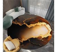 Non Slip & Short Pile Round Rug 120 cm, Super Soft Surrealism Agate Exquisite Flannel Carpet for Living Room Bedroom and Bedside - Easy to Clean Exquisite Printed Tan Rug