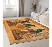 Non Slip & Short Pile Rug 60 x 120 cm, Super Soft Tan Carpet for Living Room Bedroom and Bedside - Easy to Clean Exquisite Printed Flannel Retro Traditional Mystical