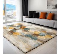 Non Slip & Short Pile Rug 80 x 150 cm - Super Soft Living Room Bedroom Bedside Carpet - Delicate Geometric Sense Of Art Exquisite Printed - Light Gray Flannel Carpet, Easy to Clean