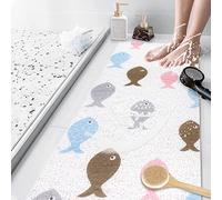 Non-Slip Shower Mat, 100 x 40 cm, Soft Comfort Bath Mat with Drainage Holes, PVC Loofah Massage Bath Mat for Bathtub, Shower and Wet Areas, Quick Drying Non-Slip Mat Shower