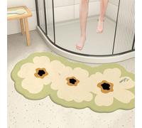 Non-slip Shower Mat, Cute Curved Bath Mat Non Slip, Super Absorbent Corner Bathroom Rug, Machine Washable Bath Mats for Bathroom Home Hotel(Green,45X100cm)