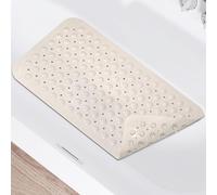 Non Slip Shower Mats for Inside Shower 15 x 27.5 Inch, TPE Bathtub Mat Non-Slip, Bath Mat for Tub with Suction Cups, Drain Holes Bath Tub Mat for Bathroom (Beige)