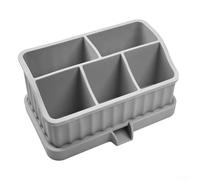 Non-Slip Silicone Bathroom Storage Box with Multi-Compartment Layout and Bottom Drainage Holes for Moisture Control (gray)