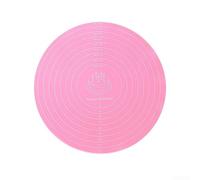 Non Slip Silicone Cake Turntable Mat with Dual Measurement Scale for Baking - Heat Resistant Pastry Mat for Dough Rolling - 30x30cm(Powder)