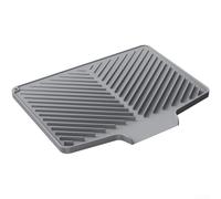 Non-Slip Silicone Drain Mat for Kitchen Countertop Use with Sloped Grooves to Quickly Drain Water from Dishes Fruits and Vegetables (Gray)