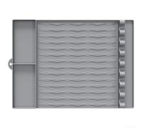 Non Slip Silicone Grill Mat Featuring Oil Drain Box Heat Resistant Bbq Tool Pad For Safe Grilling Black Version Large Dimension(grey)