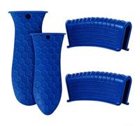 Non-Slip Silicone Handle Cover for Cast Iron Skillet with Open End Design Fits Various Pan Handles with Hanging Loop for Kitchen (blue)