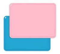 Non-Slip Silicone Placemats for Children Kids Baby, Large Silicone Sheets for Crafts Resin Jewelry Casting Molds Mat, Multi-Purpose Placemat for Children Baby, 2 Pack, Baby Pink&Blue