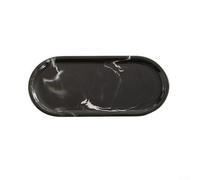 Non-Slip Silicone Tray for Bathroom Vanity Top - Multi-Purpose Cosmetic Organiser & Soap Holder Plate 25x11x2cm(Black B)
