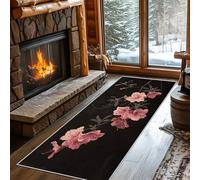 Non Slip Simple Folwer Runner Rug for Hallway Washable, 90 x 270 cm Art Floral Vine Carpet Runner Extra Long for Living Room, Hall, Kitchen, Bedroom, Indoor Door Mat, Ultra Thin