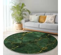 Non Slip Simple Style Round Rug 60cm, Short Pile Super Soft Machine Washable Area Rugs Abstract Marble Texture Printed Carpet for Living Room Bedroom Kitchen Nursery Lounge Green