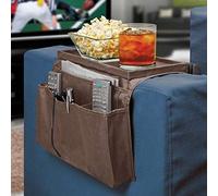 Non-slip Sofa Armrest Organizer with Cup Holder Tray Chair Arm TV Remote Holder for Recliner Couch Armchair Caddy Bedside Storage Pockets Bag for Cellphone Tablet Book Magazines Drinks Holder Pouch