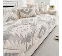 Non Slip Sofa Covers 2 Seater Chenille Couch Covers Washable Sofa Slipcovers Jacquard Sofa Cushion Covers Super Soft Furniture Protector for Living Room (1pc Seat Cover 70 x 150 cm, Light Grey)