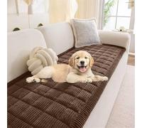 Non-Slip Sofa Covers for 1 2 3 4 Seater - Super Soft Thick Flannel Cushion Protectors for Pets/Kids/Dogs - Brown 90x180cm Durable Furniture Shield