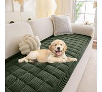 Non-Slip Sofa Covers for 1-4 Seaters Super Soft & Thick Flannel Cushion Protectors for Pets/Kids/Dogs - Dark Green 90x160cm Durable Furniture Slipcovers