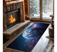 Non Slip Space Earth Runner Rug for Hallway Washable, 90 x 270 cm Universe Galaxy Carpet Runner Extra Long for Living Room, Hall, Kitchen, Bedroom, Indoor Door Mat, Ultra Thin