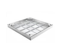 Non-Slip Square Gulley Grid Drain Cover Grate with Base, Durable Recessed Manhole Cover for Sidewalks and Lawns