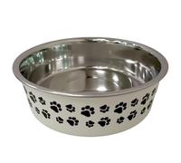 Non-slip Stainless Steel Bowl 21cm - Cream - Shallow Design Means the Dog Doesn't Need to Reach Low Down
