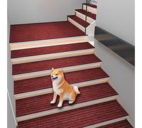 Non-slip Stair Carpet Treads for Indoor & Outdoor Wooden Steps Rubber Backed Anti-Slip Mats 7 Red Stair Covers for Marble & Wood Stairs Safety & Style