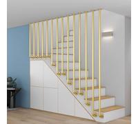 Non-Slip Stair ilings with Wall Bckets Gold Wrought Iron Gb Bar for Safety 3.6ft Banister il for Elderly & Kids Ideal for Interior Corridors & Lofts