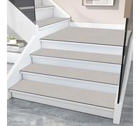 Non Slip Stair Mats PVC Soft Washable Mats for Wood Tile Glass Steps 5PCS Beige 26x75cm Interior Safety Mats Durable Anti Skid Stair Covers