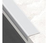 Non-Slip Stair Nosing 3pcs 0.9m - Aluminium Edge Trim for Indoor/Outdoor Steps Durable Stair Protector Anti-Slip Transition Strip Matte Silver Metal Corner Trim (5cm x 2cm)