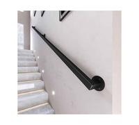 Non-Slip Stair Railings - 137.8in Galvanized Iron il with Brackets Easy Install Safety Support for Kids Seniors & Disabled - Industrial Black Finish
