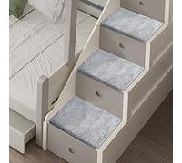 Non-Slip Stair Tread Carpet for Low Loft Twin Bunk Beds - Reusable Indoor Step Cover Mats with Self-Adhesive Backing Light Grey 4 Pack (44x24cm)
