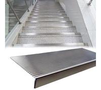 Non-Slip Stair Tread Edge Trim for Outdoor Steps, Weatherproof Metal Nosing for Concrete, Cement, Tile, Easy Cut and Install