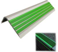 Non-Slip Stair Tread Strips - Glow-in-the-Dark Safety Tape, Self-Adhesive Anti-Collision, 2.5 x 5 cm Rubber Corner Protectors (Green, 500cm/16.4ft)