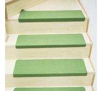 Non Slip Stair Treads 5-Pack, 8x22 Inch Reusable Self-Stick Safety Mats with Floral Embroidery, No Glue Anti-Slip Runners for Indoor Wooden Steps, Coffee Beige Gray Black(55cm*22 Light green)