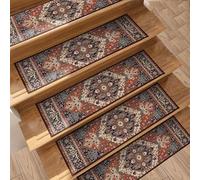 Non-Slip Stair Treads for Kids Elders & Pets - Ethnic Design Carpet Mats 4-9 PCS - Stylish Safe Stair Safety Solution