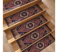 Non-Slip Stair Treads for Kids Elders & Pets - Ethnic Design Carpet Mats 7PCS - & Safe Step Carpet for Home Decor & Safety