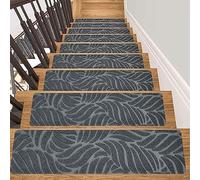 Non-Slip Stair Treads Safety Adhesive Mats Easy to Clean Indoor Protection Home Decor Wood Steps Gray 2.7 ft 7 Pieces Set